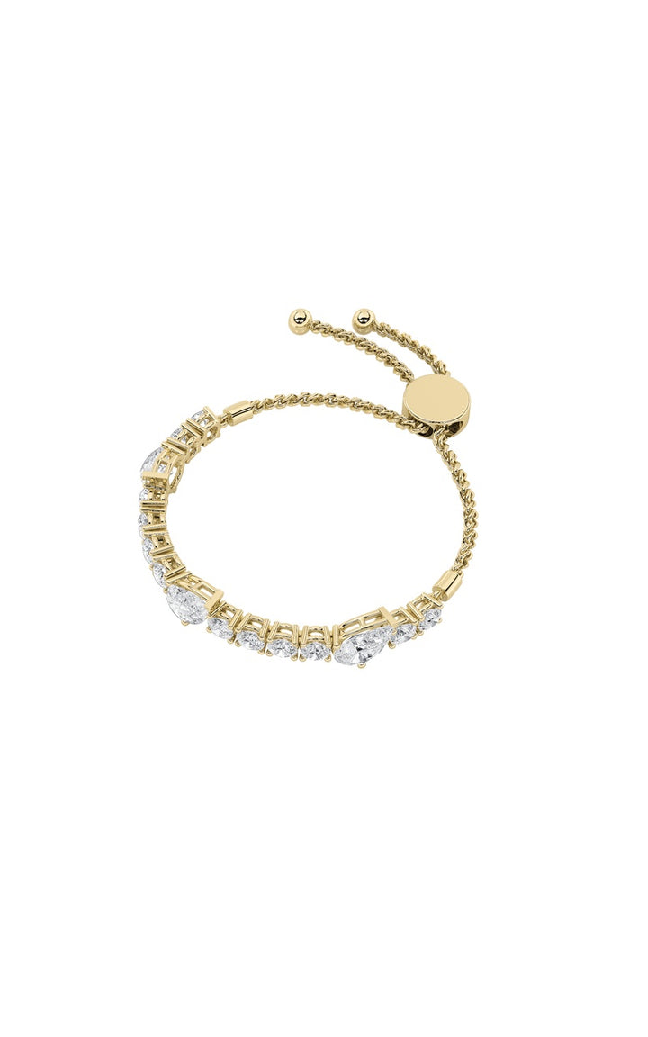 4.5Cttw Pear Shaped Lab Grown Diamond (F/VS) BoloBracelet in 14K Gold