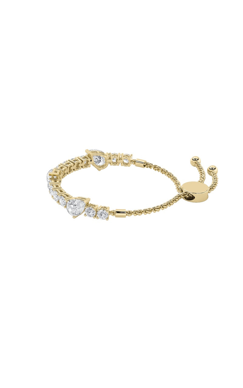 4.5Cttw Pear Shaped Lab Grown Diamond (F/VS) BoloBracelet in 14K Gold