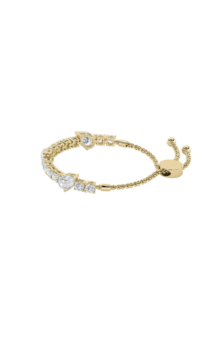 4.5Cttw Pear Shaped Lab Grown Diamond (F/VS) BoloBracelet in 14K Gold
