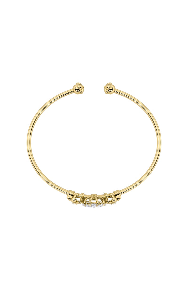 1.5Cttw Pear Shaped Lab Grown Diamond (F/VS) Fancy Flower Bangle Bracelet in 14K Gold