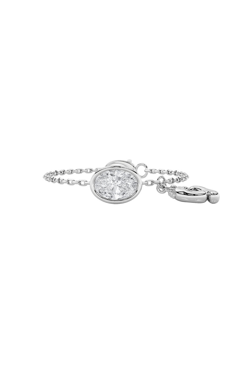 1Cttw Oval Shaped Lab Grown Diamond (F/VS) Bolo Bracelet in 14K Gold