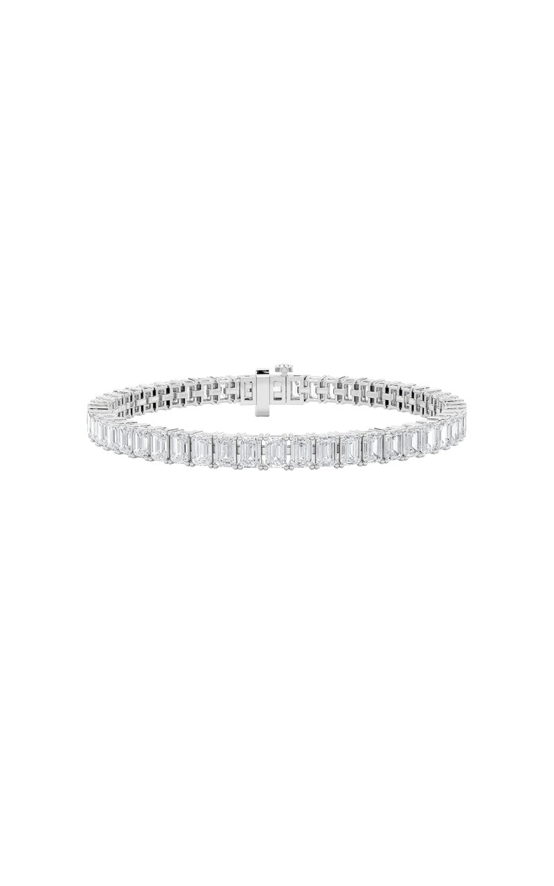 15Cttw Emerald Shaped Lab Grown Diamond North South Bracelet in 14K Gold (F/VS)
