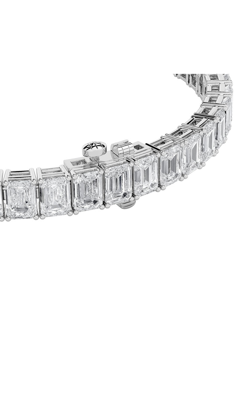 15Cttw Emerald Shaped Lab Grown Diamond North South Bracelet in 14K Gold (F/VS)