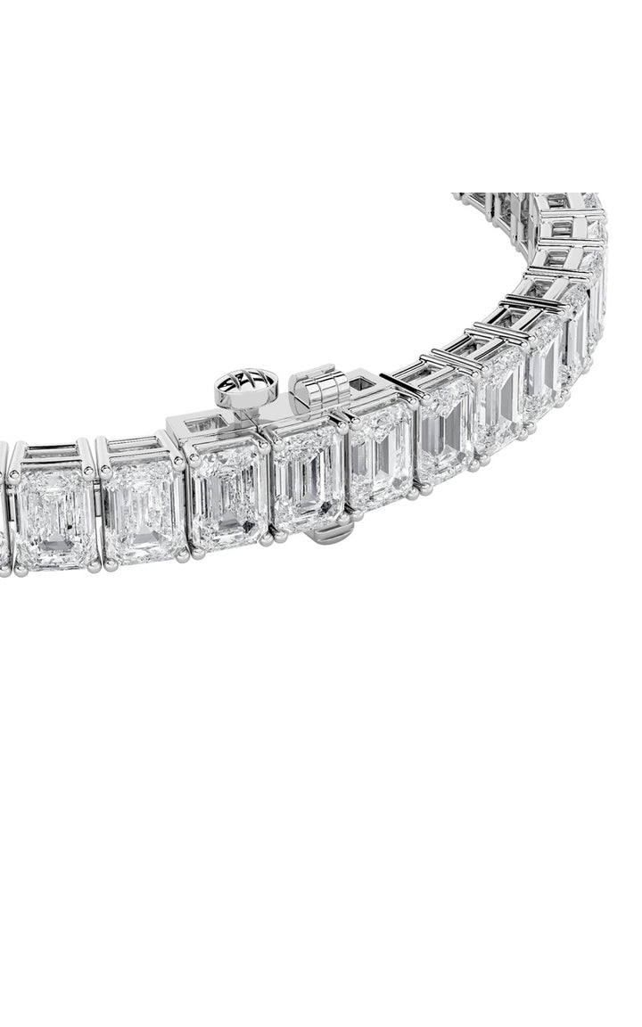 15Cttw Emerald Shaped Lab Grown Diamond North South Bracelet in 14K Gold (F/VS)