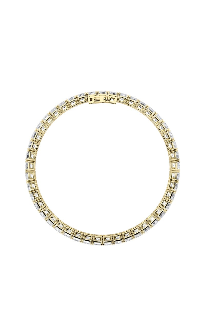 15Cttw Emerald Shaped Lab Grown Diamond North South Bracelet in 14K Gold (F/VS)