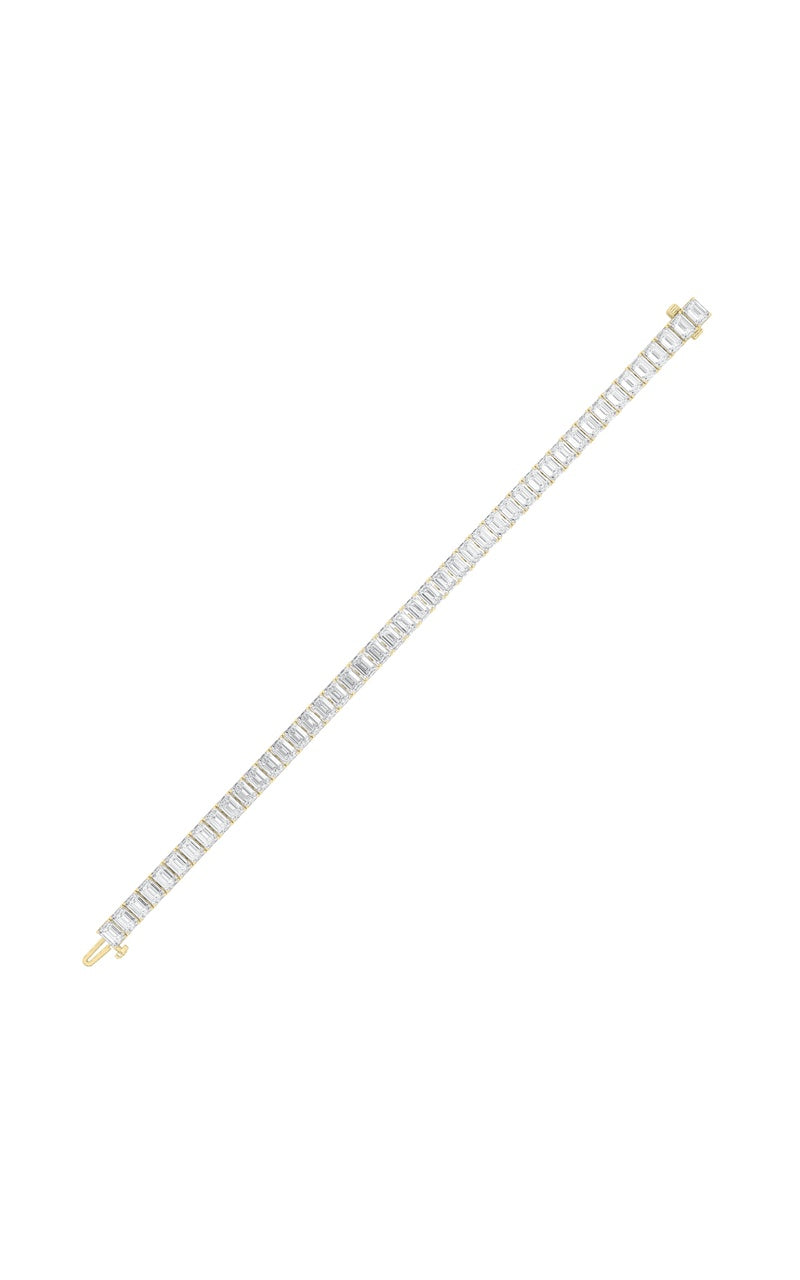 15Cttw Emerald Shaped Lab Grown Diamond North South Bracelet in 14K Gold (F/VS)