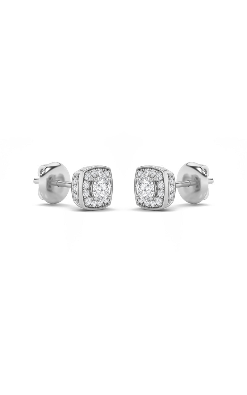 1Cttw Round Shaped Lab Grown Diamond (F/VS) Halo Stud Earrings in 14K Gold