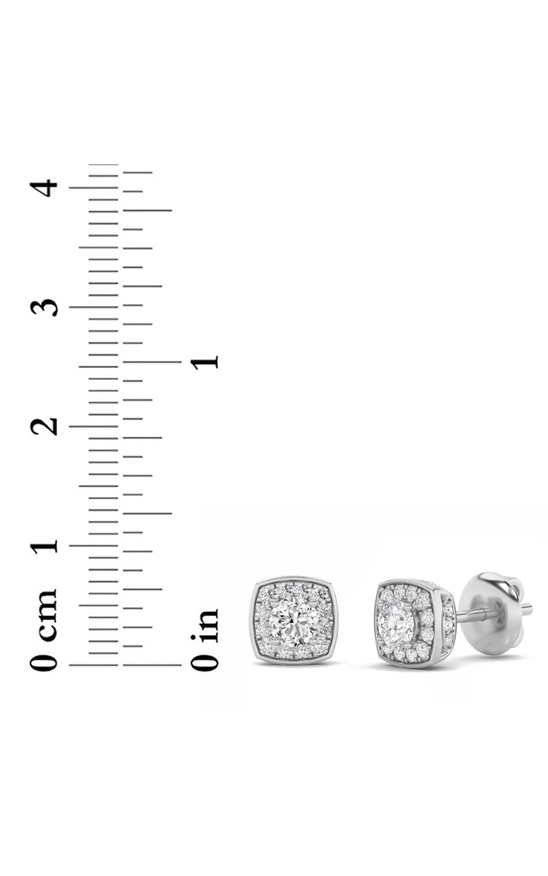 1Cttw Round Shaped Lab Grown Diamond (F/VS) Halo Stud Earrings in 14K Gold