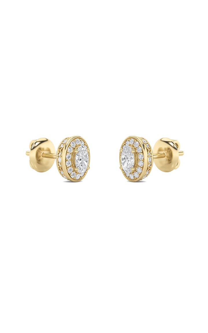 2Cttw Oval Shaped Lab Grown Diamond (F/VS) Halo Stud Earrings in 14K Gold