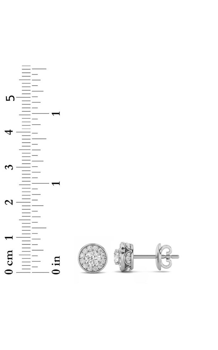 1Cttw Round Shaped Lab Grown Diamond (F/VS) Halo Stud Earrings in 14K Gold