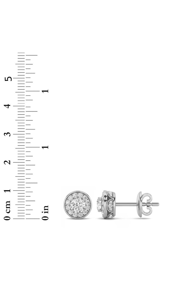 2Cttw Round Shaped Lab Grown Diamond (F/VS) Halo Stud Earrings in 14K Gold