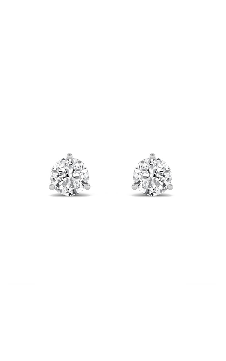 1Cttw Round Shaped Lab Grown Diamond (F/VS) ThreeProng Martini Stud Earrings in 14K Gold
