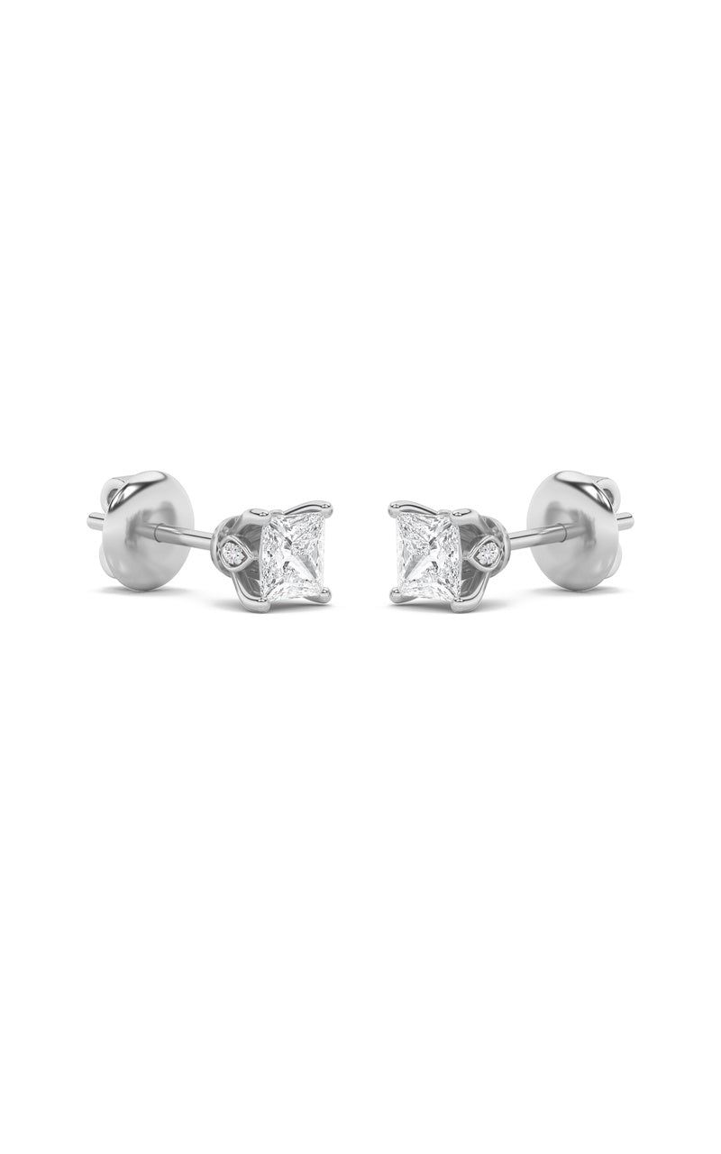 2Cttw Princess Shaped Lab Grown Diamond (F/VS) Tulip Head Stud Earrings in 14K Gold