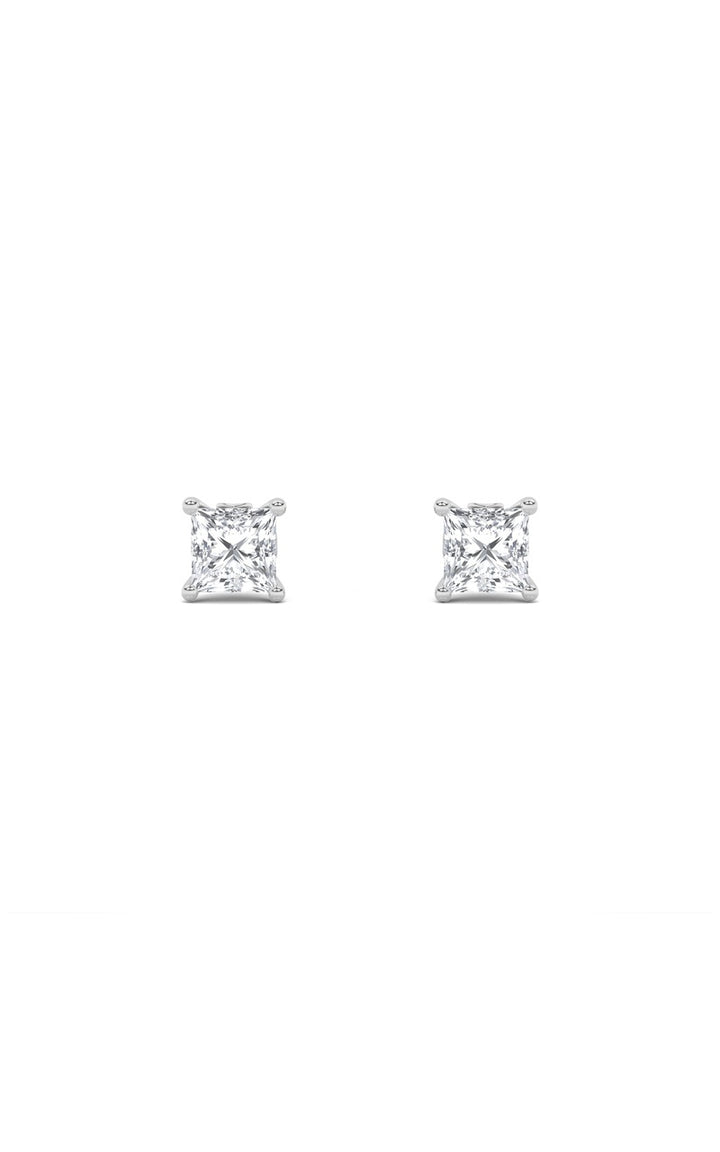 2Cttw Princess Shaped Lab Grown Diamond (F/VS) Tulip Head Stud Earrings in 14K Gold