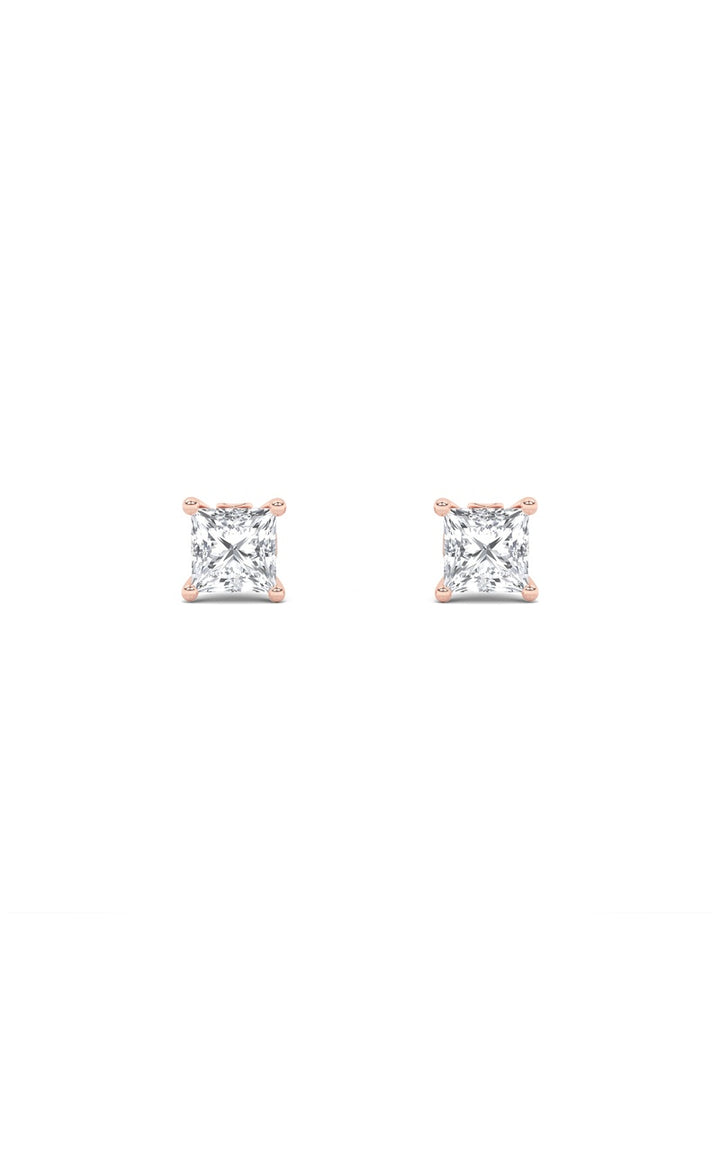 2Cttw Princess Shaped Lab Grown Diamond (F/VS) Tulip Head Stud Earrings in 14K Gold