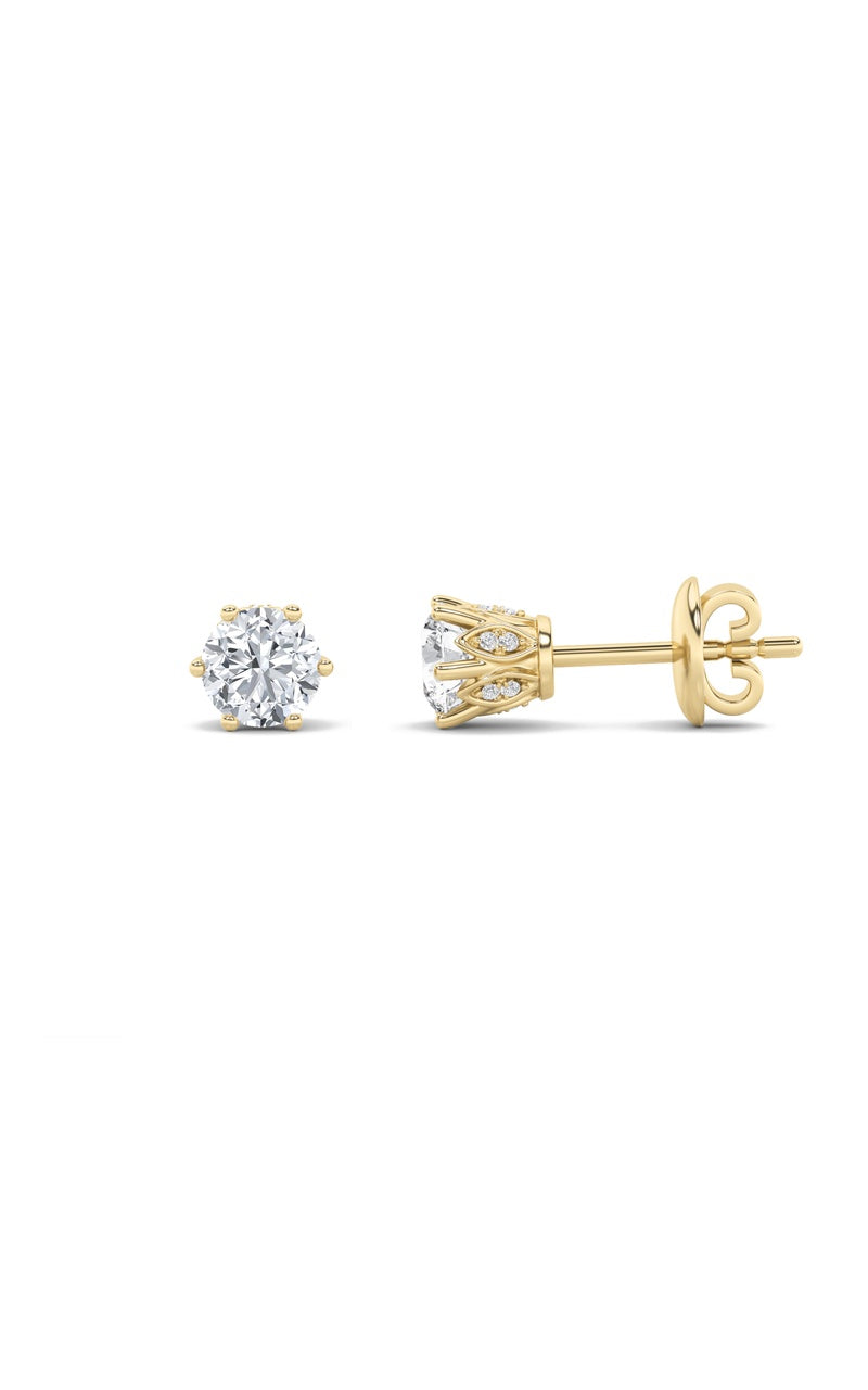 3Cttw Round Shaped Lab Grown Diamond (F/VS) TulipHead Stud Earrings in 14K Gold
