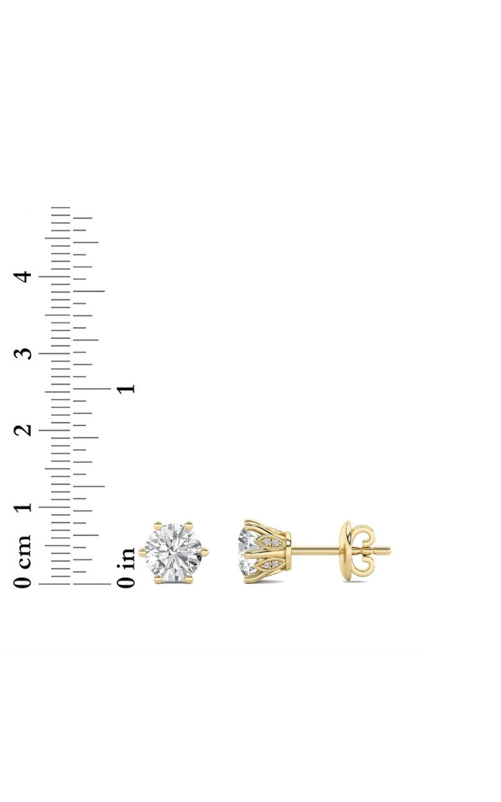 3Cttw Round Shaped Lab Grown Diamond (F/VS) TulipHead Stud Earrings in 14K Gold