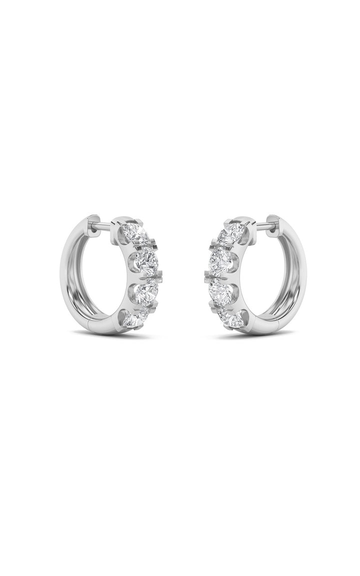 3Cttw Round Shaped Lab Grown Diamond (F/VS) Hoop Earrings in 14K Gold
