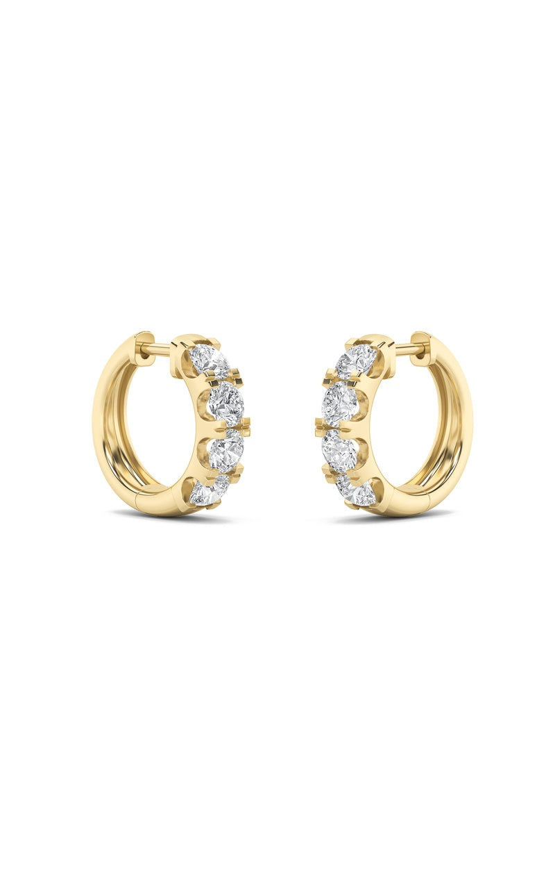 3Cttw Round Shaped Lab Grown Diamond (F/VS) Hoop Earrings in 14K Gold