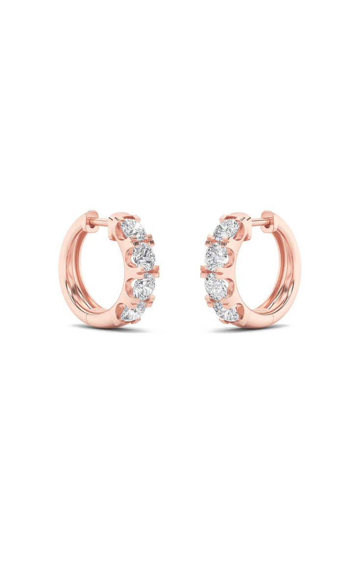 3Cttw Round Shaped Lab Grown Diamond (F/VS) Hoop Earrings in 14K Gold