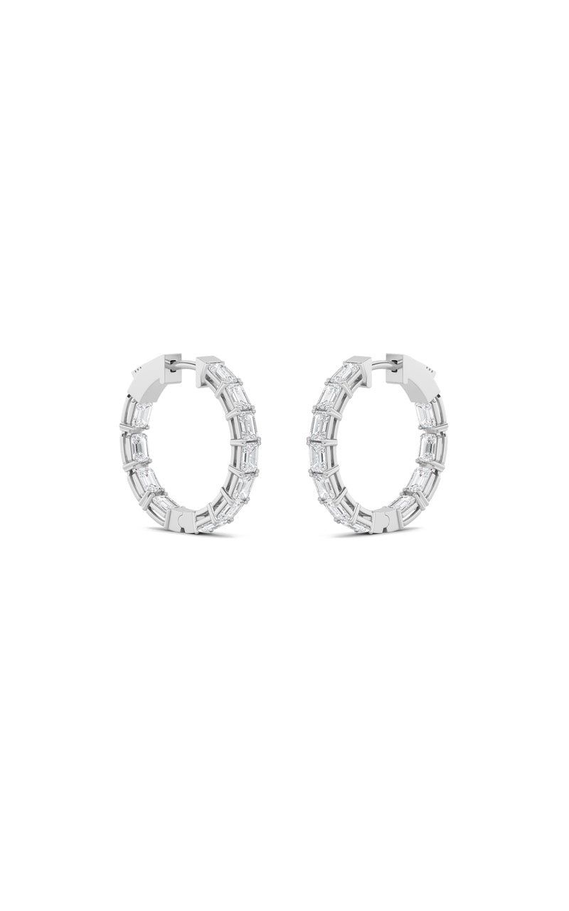 4Cttw Emerald Shaped Lab Grown Diamond (F/VS) Inside Out Hoop Earrings in 14K Gold