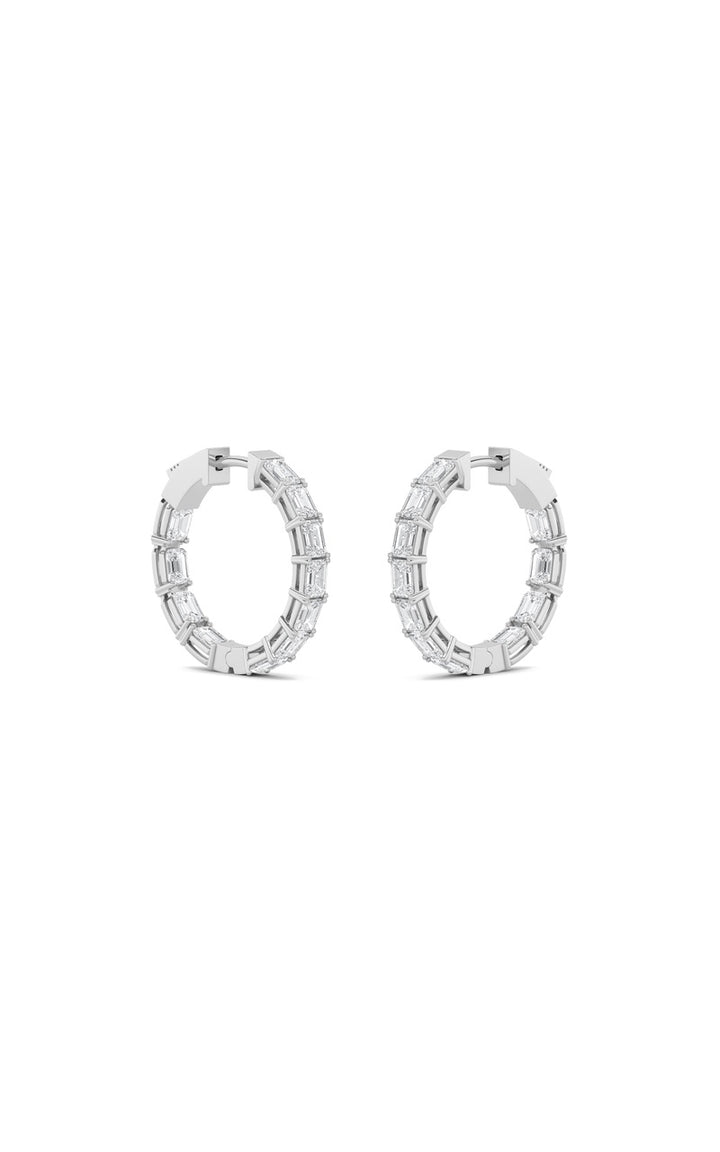 4Cttw Emerald Shaped Lab Grown Diamond (F/VS) Inside Out Hoop Earrings in 14K Gold