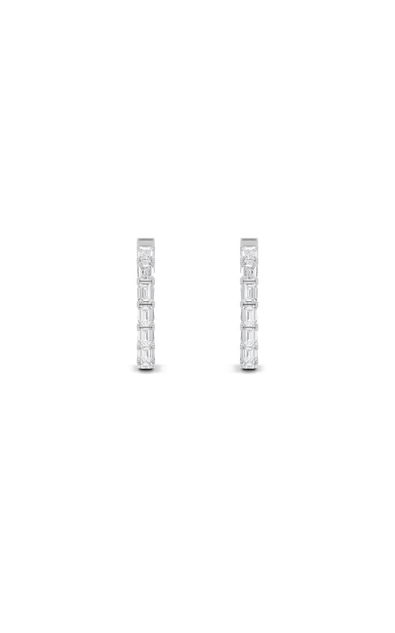 4Cttw Emerald Shaped Lab Grown Diamond (F/VS) Inside Out Hoop Earrings in 14K Gold