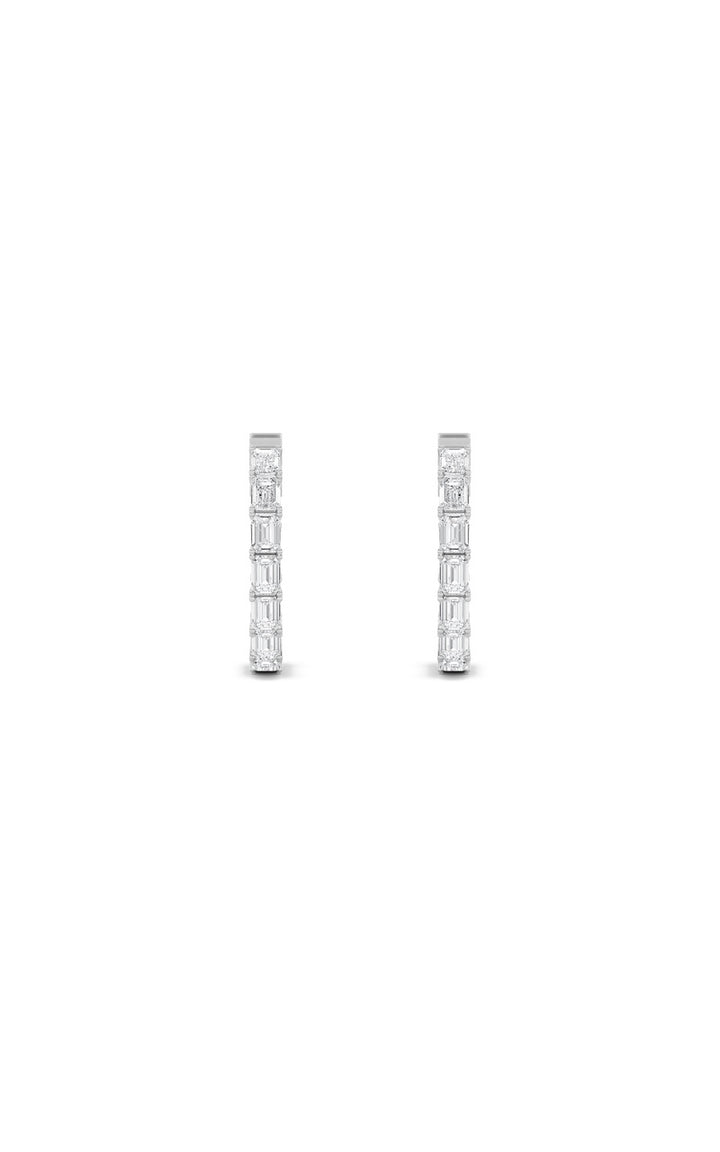 4Cttw Emerald Shaped Lab Grown Diamond (F/VS) Inside Out Hoop Earrings in 14K Gold