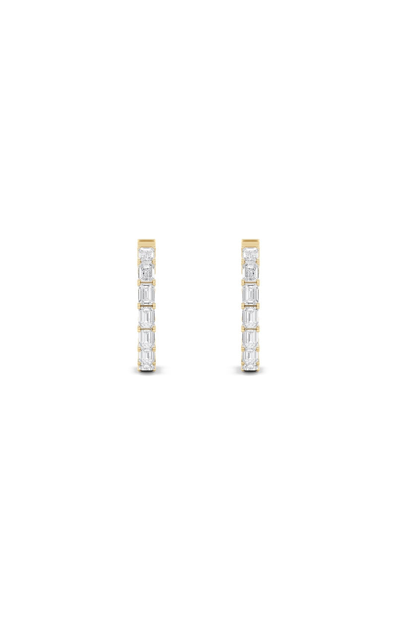 4Cttw Emerald Shaped Lab Grown Diamond (F/VS) Inside Out Hoop Earrings in 14K Gold