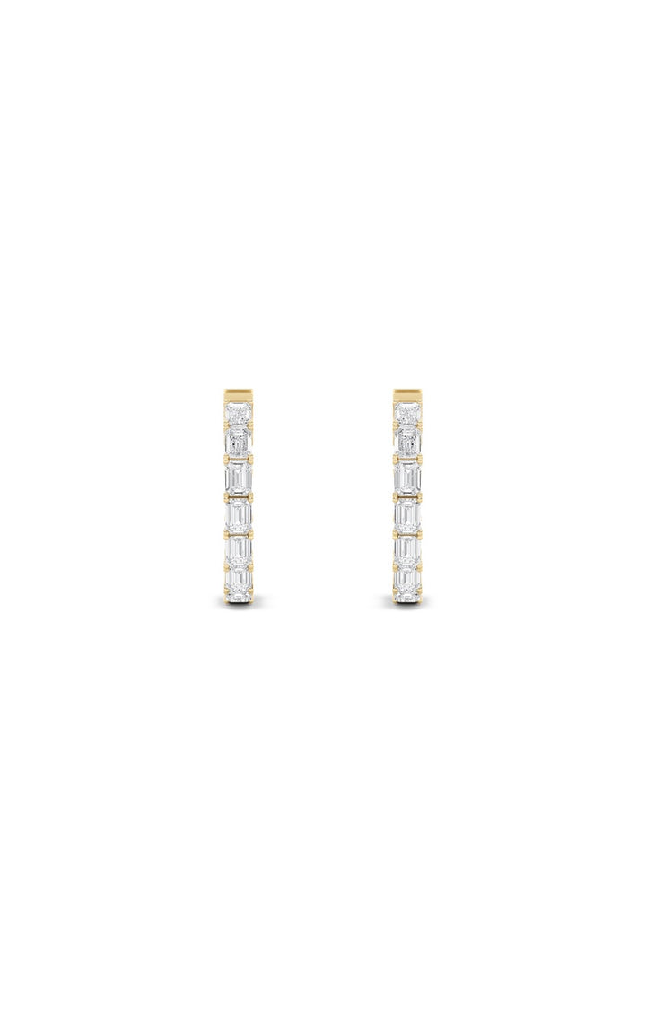 4Cttw Emerald Shaped Lab Grown Diamond (F/VS) Inside Out Hoop Earrings in 14K Gold