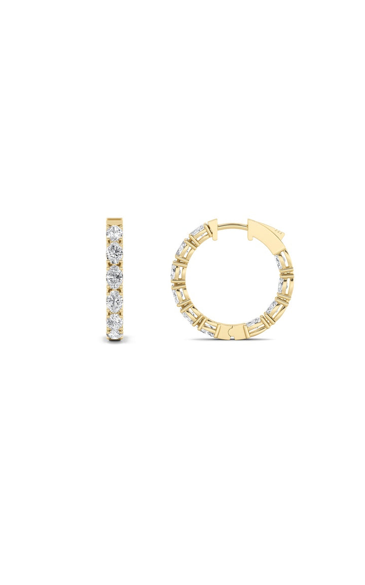 4Cttw Oval Shaped Lab Grown Diamond (F/VS) InsideOut Hoop Earrings in 14K Gold