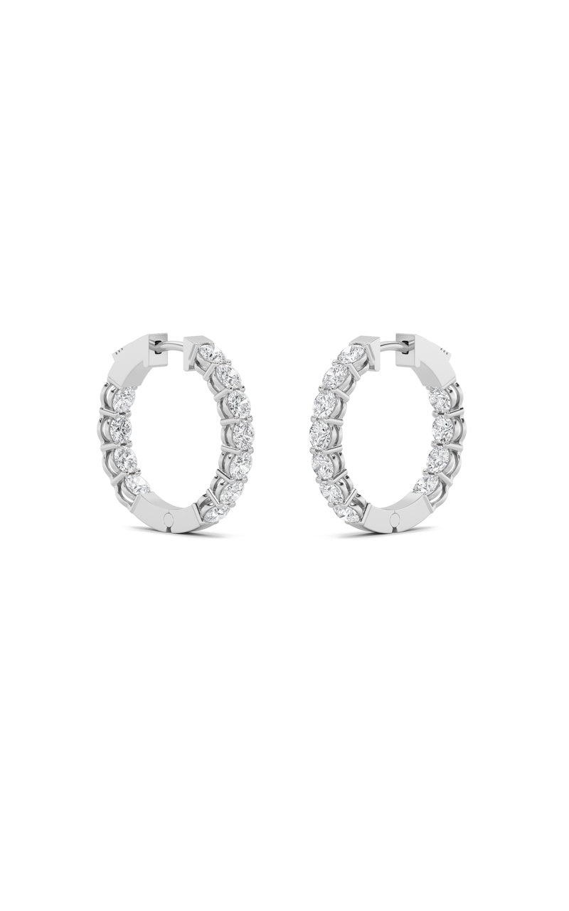 4Cttw Round Shaped Lab Grown Diamond (F/VS) Inside Out Hoop Earrings in 14K Gold
