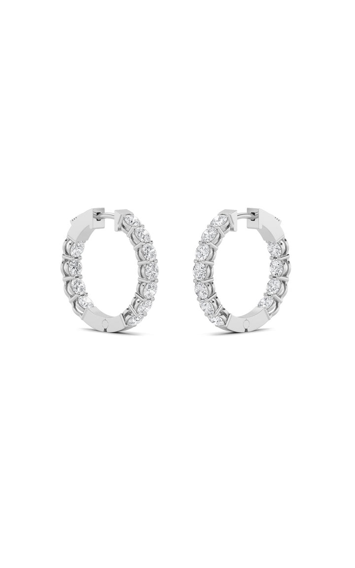 4Cttw Round Shaped Lab Grown Diamond (F/VS) Inside Out Hoop Earrings in 14K Gold