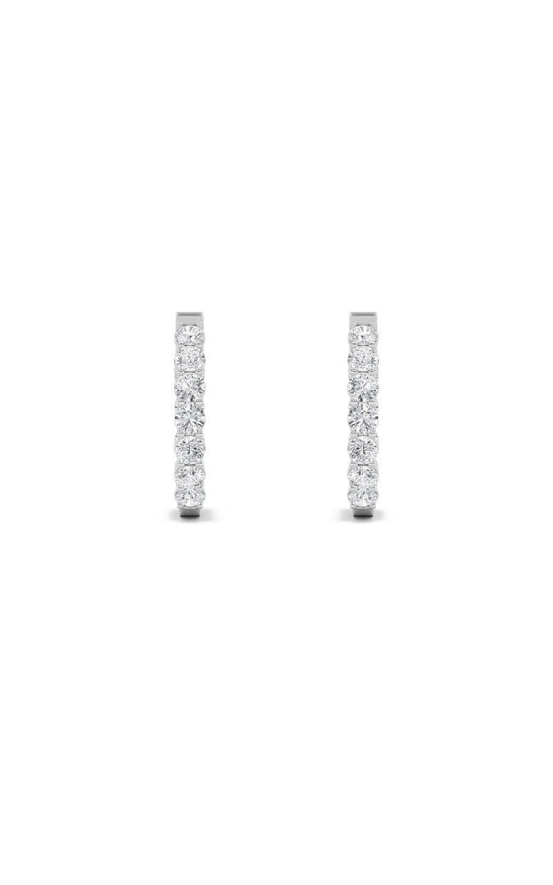4Cttw Round Shaped Lab Grown Diamond (F/VS) Inside Out Hoop Earrings in 14K Gold