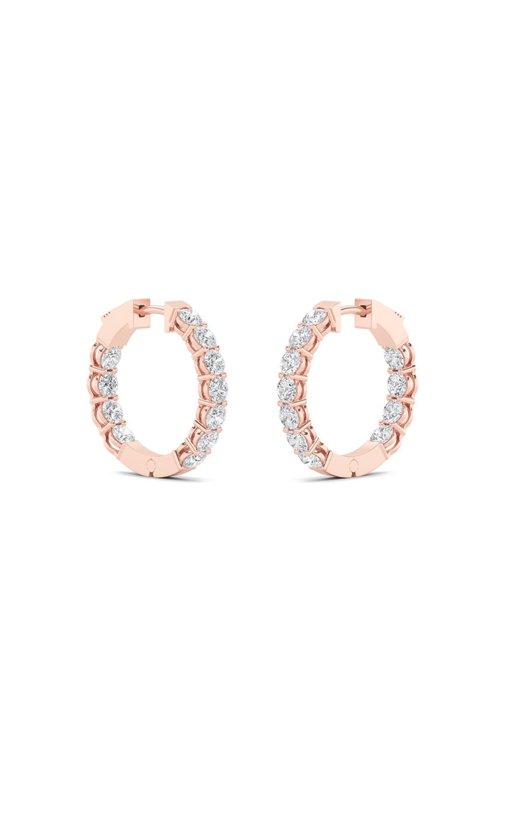 4Cttw Round Shaped Lab Grown Diamond (F/VS) Inside Out Hoop Earrings in 14K Gold