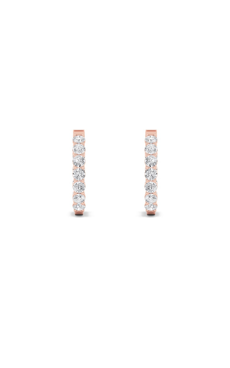 4Cttw Round Shaped Lab Grown Diamond (F/VS) Inside Out Hoop Earrings in 14K Gold