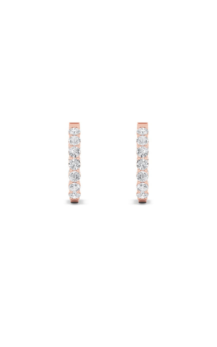 4Cttw Round Shaped Lab Grown Diamond (F/VS) Inside Out Hoop Earrings in 14K Gold