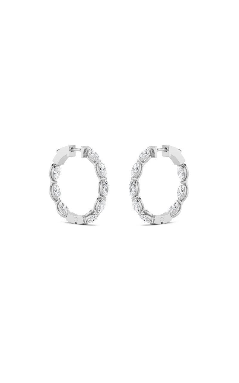 4Cttw Marquise Shaped Lab Grown Diamond (F/VS) Inside Out Hoop Earrings in 14K Gold