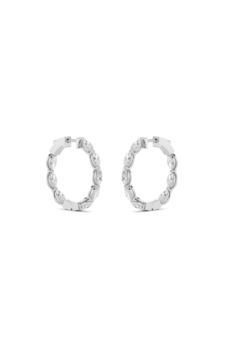 4Cttw Marquise Shaped Lab Grown Diamond (F/VS) Inside Out Hoop Earrings in 14K Gold