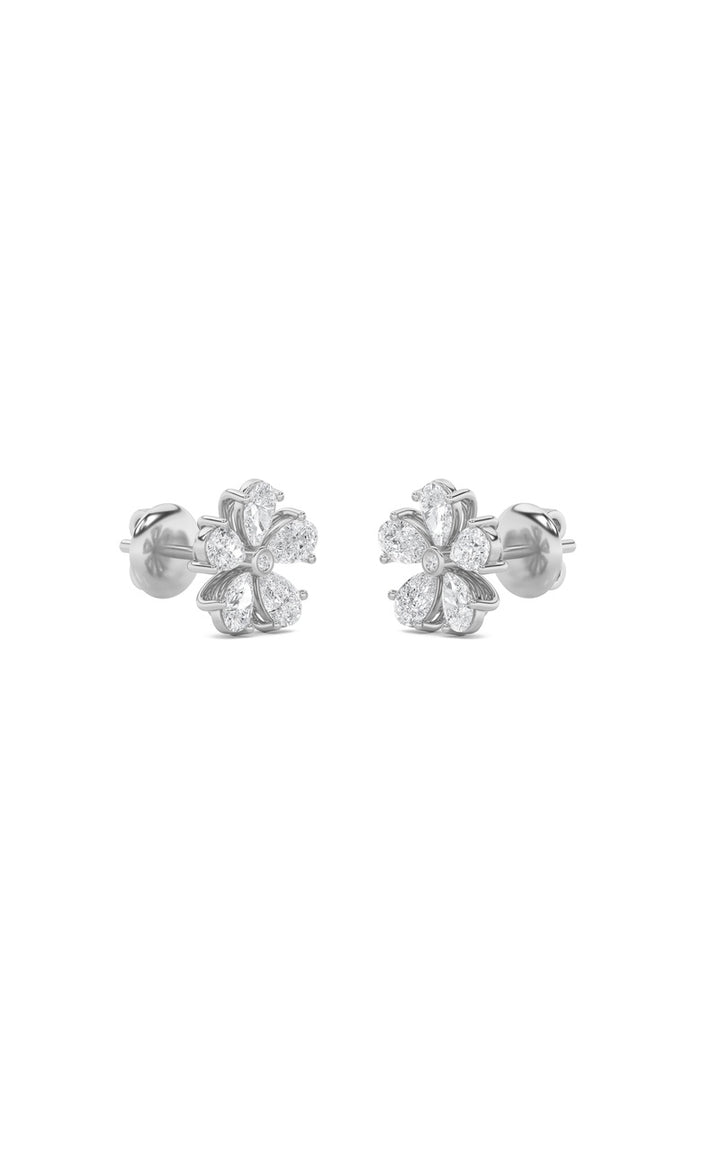 2.5Cttw Pear Shaped Lab Grown Diamond (F/VS) Floral Earrings in 14K Gold