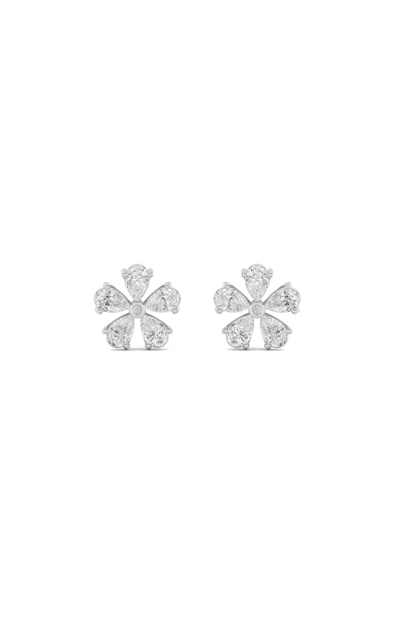 2.5Cttw Pear Shaped Lab Grown Diamond (F/VS) Floral Earrings in 14K Gold