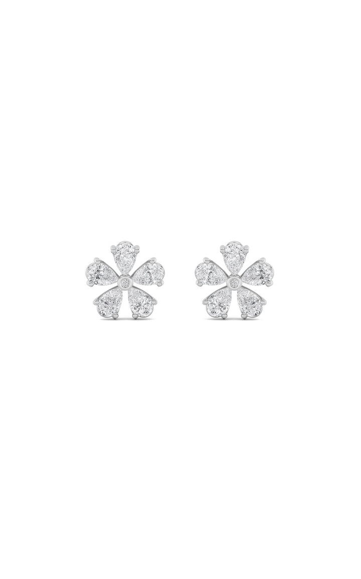 2.5Cttw Pear Shaped Lab Grown Diamond (F/VS) Floral Earrings in 14K Gold