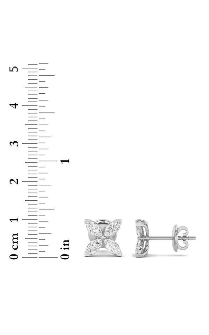 2Cttw Marquise Shaped Lab Grown Diamond (F/VS) Flower Earrings in 14K Gold
