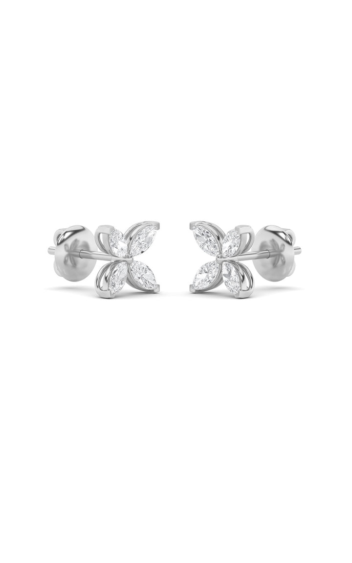 2Cttw Marquise Shaped Lab Grown Diamond (F/VS) Flower Earrings in 14K Gold