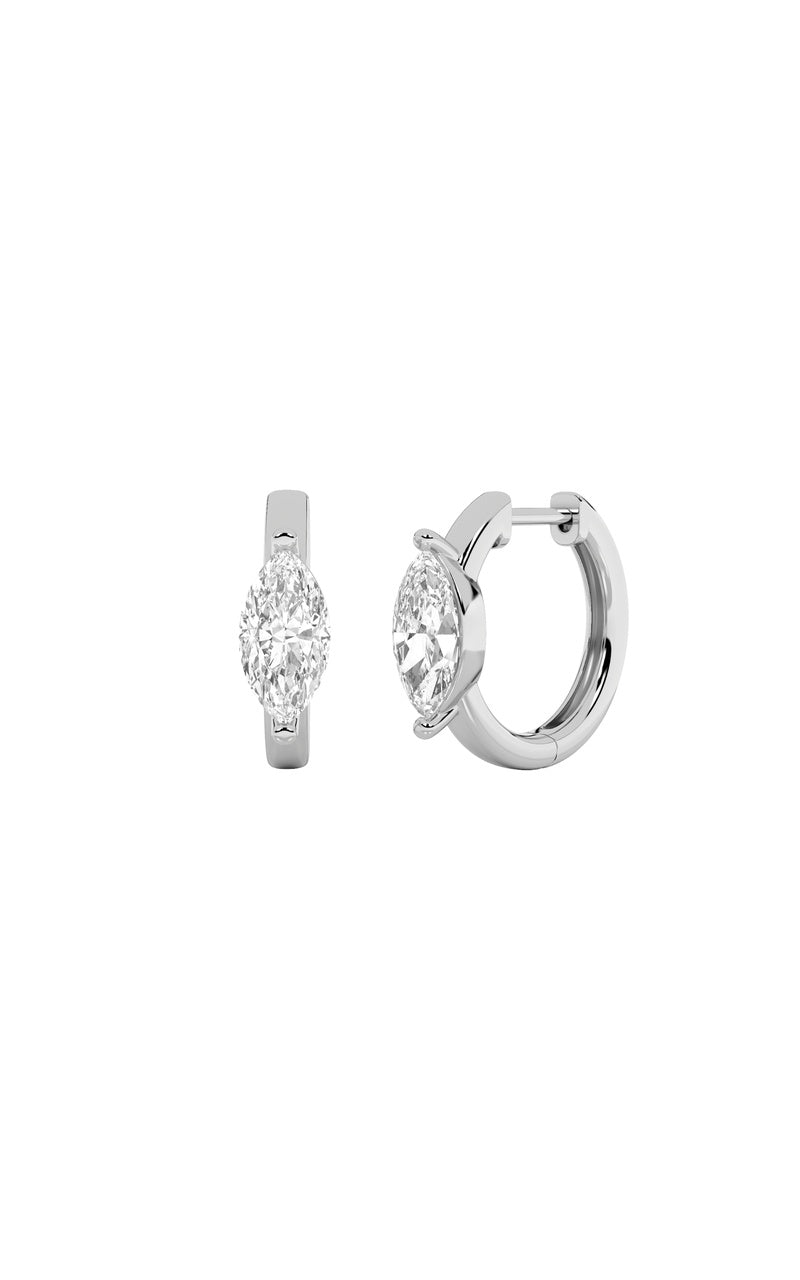 1.5Cttw Marquise Shaped Lab Grown Diamond (F/VS) Solitaire Huggie Earrings in 14K Gold