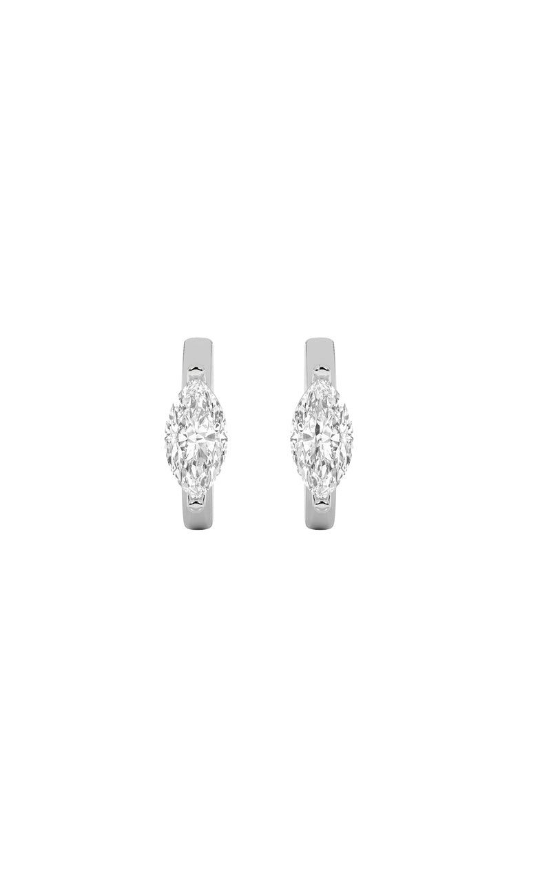 1.5Cttw Marquise Shaped Lab Grown Diamond (F/VS) Solitaire Huggie Earrings in 14K Gold