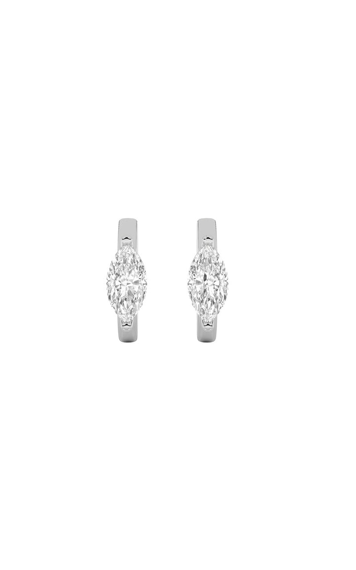 1.5Cttw Marquise Shaped Lab Grown Diamond (F/VS) Solitaire Huggie Earrings in 14K Gold