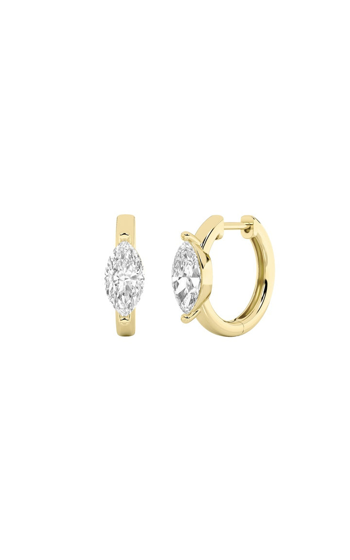 1.5Cttw Marquise Shaped Lab Grown Diamond (F/VS) Solitaire Huggie Earrings in 14K Gold