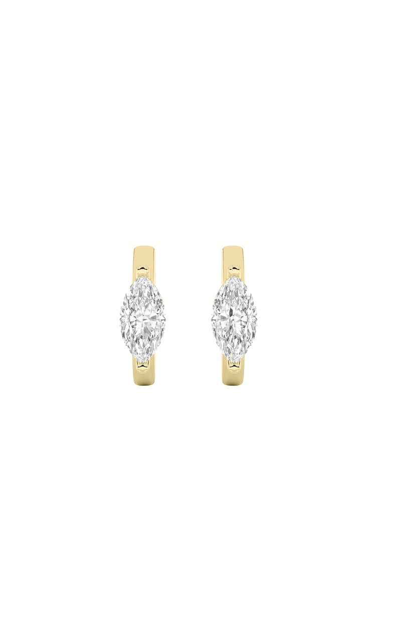 1.5Cttw Marquise Shaped Lab Grown Diamond (F/VS) Solitaire Huggie Earrings in 14K Gold
