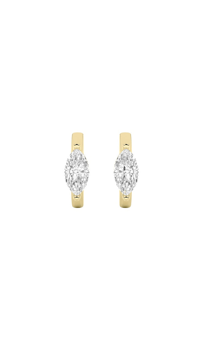 1.5Cttw Marquise Shaped Lab Grown Diamond (F/VS) Solitaire Huggie Earrings in 14K Gold
